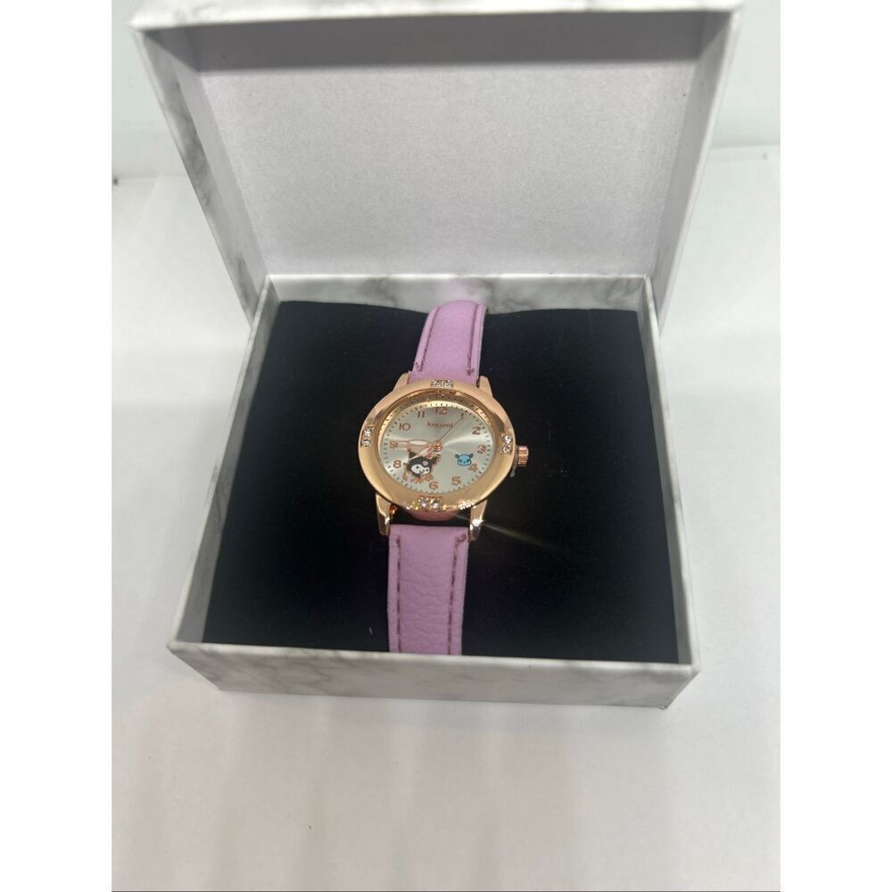 Kuromi Pink Watch Rose Gold Tone Crystal Bezel w/ Box NEW
